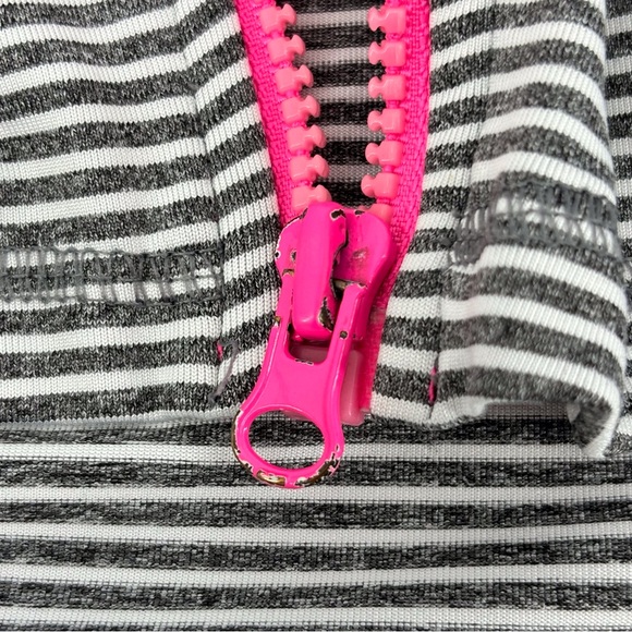 90 Degree by Reflex Grey & White Striped Girls' Hoodie with Pink Accents, 10 - Picture 9 of 13